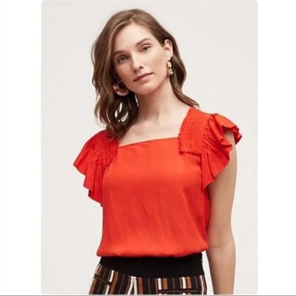 Anthropologie Tops - Anthropologie Maeve Epaulet Ruffle Sleeve Top Size 8